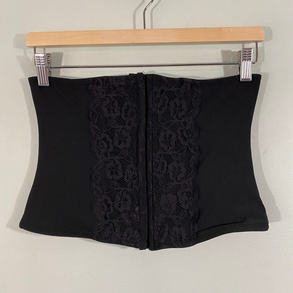 Secret Treasures Women Black Floral Hook Eye Front Shapewear Corset Size XL